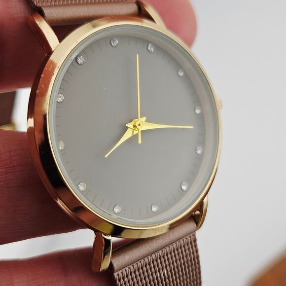 Gold Tone Minimalist Watch Neutrals Beige Taupe Contemporary Simple Old Money - Picture 3 of 7